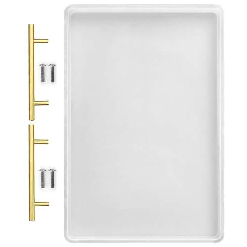 Image of RESINWORLD 14 inch x 9 inch x 0.5 inch XL Large Rectangle Mold, Deep Serving Tray Mold with Handles, Wedding Flower Mould for Resin