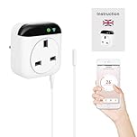 WiFi Thermostat Plug Socket UK, 230V Digital Temperature Controller with External Sensor, Voice Control with Alexa & Google Assistant, Heating Cooling Timer for Greenhouse, Aquarium, Reptile