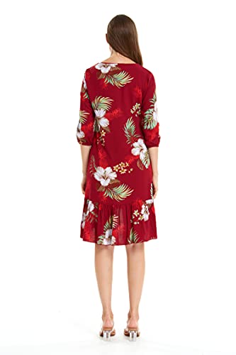 Image of Matchable Family Hawaiian Luau Men Women Girl Boy Clothes in Pineapple Garden Burgundy