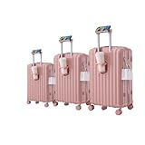 Ningering Pink 3 Piece Luggage Set with USB Port & Cup Holder, ABS Hard Shell Traveling Luggage with Spinner Wheels & Combination Lock, Hardside Carry on Suit Case Sets, 20/24/28 Inch (Pink)