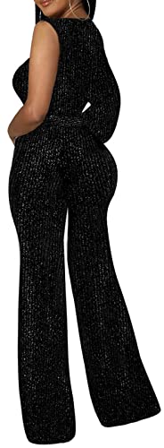 Sexycherry One Piece Jumpsuits For Women Elegant Long Bell Sleeve Long Pants Straight Jumper Strechy Outfits For Party Club Night With Belt #TOP1