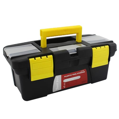 Portable Plastic Toolbox with Removable Tote Tray for Home Repairs