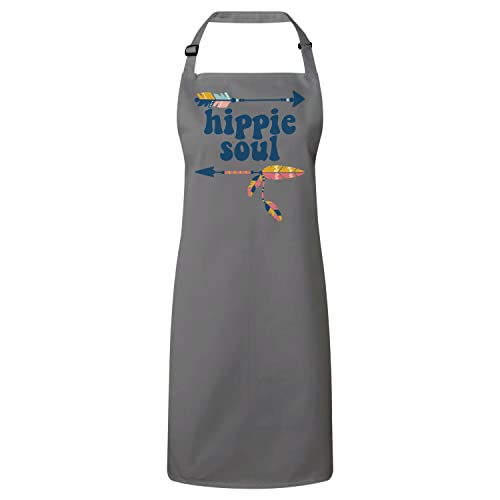 Tablier de cuisine gris Hippie Soul flèches culture USA pour adulte lavable en machine