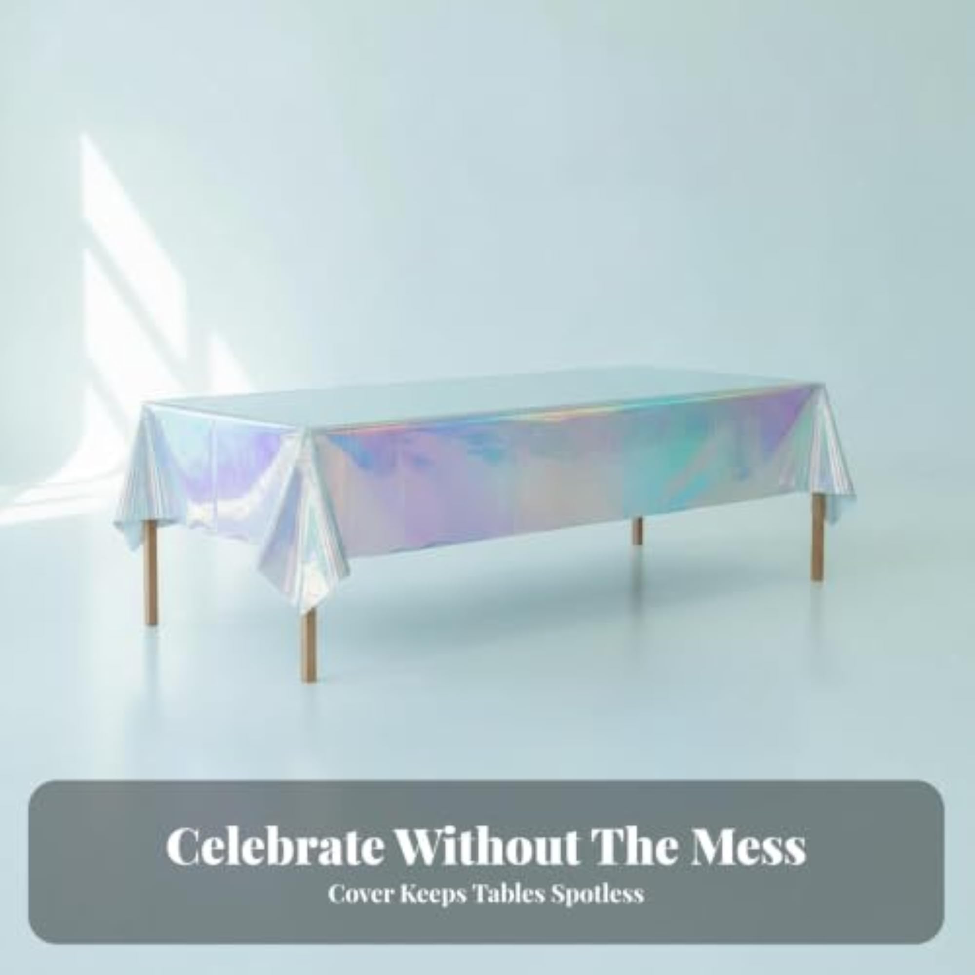 Glittering Holographic Tablecloth, Iridescent Design for Parties