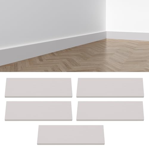 Rodapié, rodapié laminado de PVC, moderno, impermeable, engrosado, autoadhesivo, dimensiones: 45 x 12 x 1 cm, rodapiés decorativos de PVC (blanco)