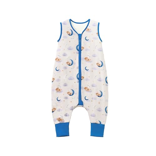 Image of Baby /Toddler Sleep Sack with Legs, Rayon from Bamboo 95% + 5% Spandex, 1.0 TOG, 2‑Way Zipper Sleeping Bag, Walker‑Friendly 6-12M Bear