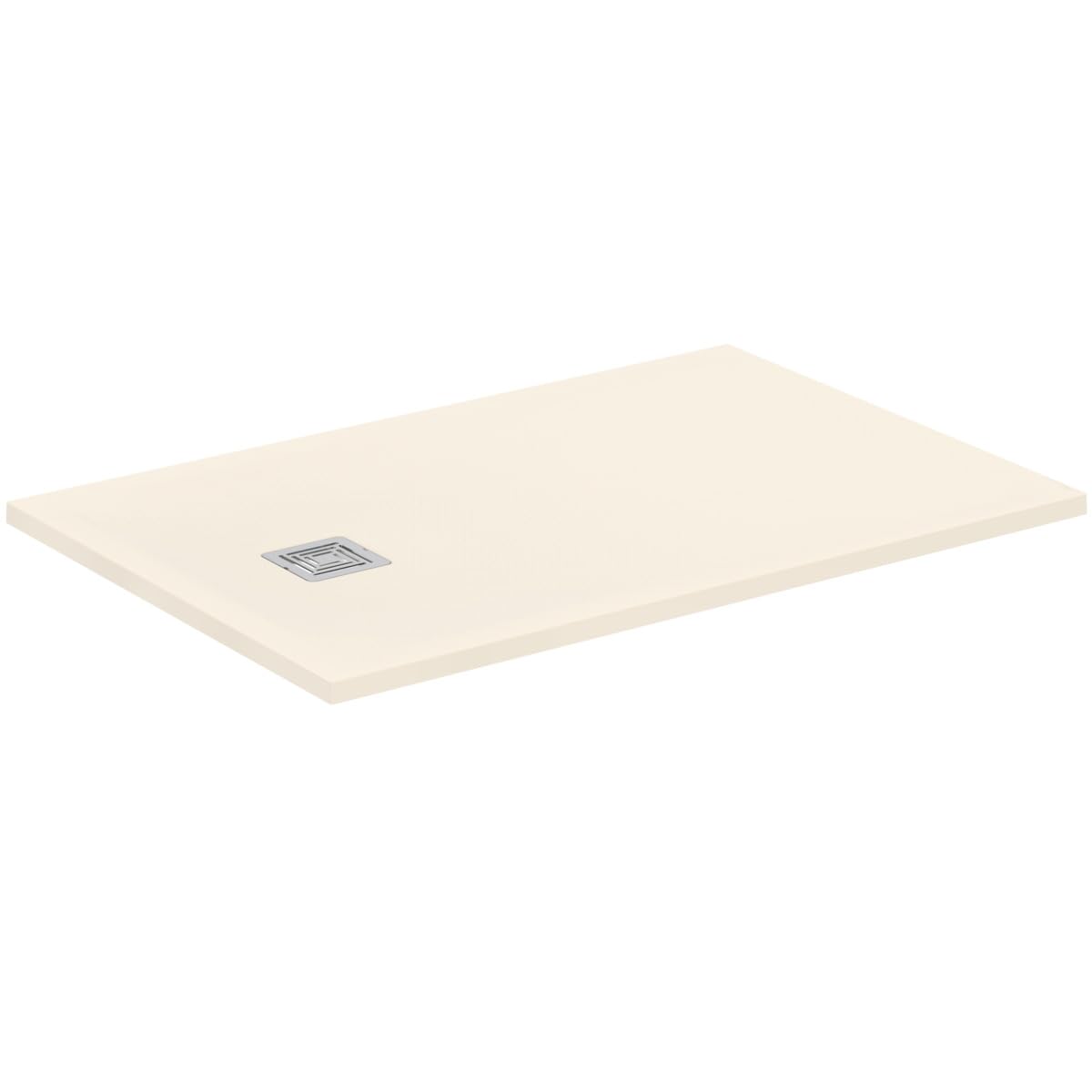 Ideal Standard - Ultra Flat S+, Piatto doccia rettangolare ultrasottile in resina effetto pietra, 120x80cm, Ideal Solid, Scarico lato corto, Sabbia