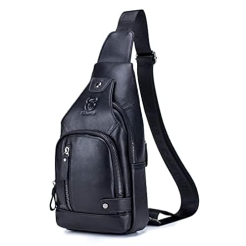 Hebetag Bolsa tiracolo de couro para homens e mulheres, viagens, esportes ao ar livre, # 03 preto, 16cm(W) x7cm(D) x30cm(H)(6.29x2.75x11.81'), Casual