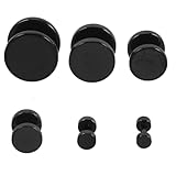 ULDIGI Pendientes de Acero Negro para Hombre, 6 Pares de Pendientes Falsos en Estilo Punk Dilatadores de Oreja, Tamaños Variados (3mm a 14mm), Joyería Masculina de Botón Resistente