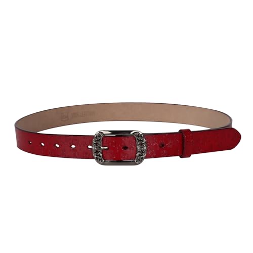Image of Women's Fashion Classic Metal Buckle Leather Belt with Jeans Dress