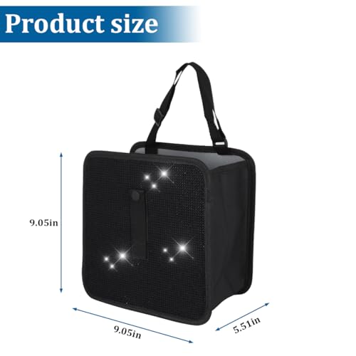 Image of BELOMI Car Foldable Trash Can, Bling Rhinestone Crystal Auto Hanging Waterproof Leakproof Garbage Bin, Vehicle Waste Basket Dustbin, Multipurpose Car Organizer Accessories for SUV Truck RV (Black)