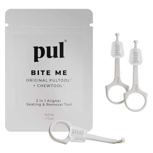 PUL 2-in-1 Aligner Removal Tool and Chewies for Invisalign Aligners, Retainers and Trays - Patented Invisalign Remover Tool for Easy Removal &amp; Secure Fit - Pack of 3, White