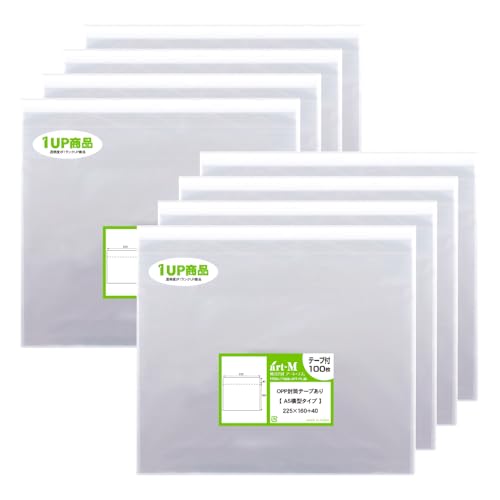 アート・エム 1up商品【純国産】テープ付 A5 横型タイプ【 A5用紙/DM用 】透明OPP袋(透明封筒)【800枚】30ミクロン厚(標準)225x160+40mm