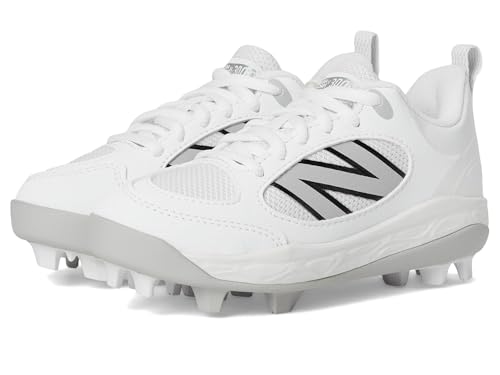 New Balance Fresh Foam 3000 V7 Rubber Molded Baseball Shoe, White/Black, 5 US Unisex Big Kid