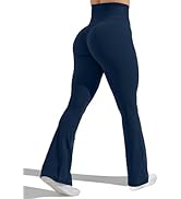 Unthewe High Waisted Flare Leggings for Women Tummy Control Butt Lifting Workout Yoga Wide Leg Pants
