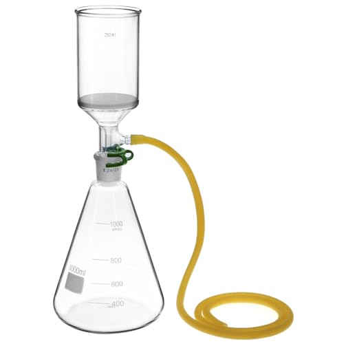 QWORK Buchner Funnel Filtering Kit - Borosilicate Glass, 250ml Funnel & 1000ml Filter Bottle - 24/29 Joint for Lab Research, Chemical Applications - Lab Vacuum Filtration Apparatus