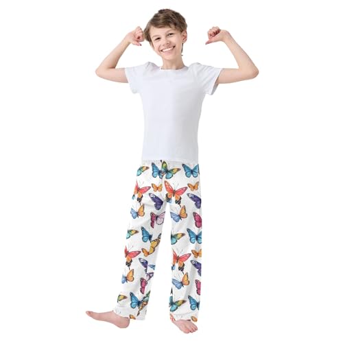 Pajama Pants Lounge Sleep PJ Bottoms Sleepwear Elastic Waist Drawstring S Butterfly Pattern3