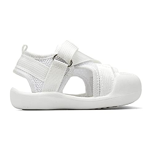 Oaisnit Baby Boys Girls Sports Sandals Lightweight Anti-Slip Rubber Sole Beach Aquatic Water Shoes Summer Toddler First Walking Shoe (C-White, 5.5 Toddler) #TOP1