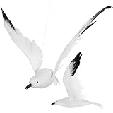 Amosfun White Seagull Artificial Bird Hanging Ornament Seagull Decor Wedding Anniversary Party Decoration Beach Party Supply