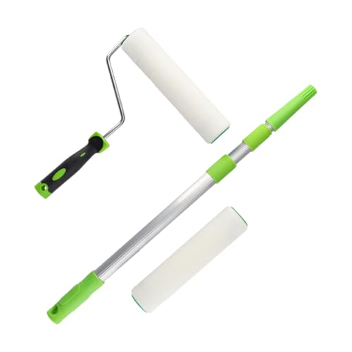 ToolSpace Rullo da Pittura – 2x Rulli 25 cm con Asta Telescopica Leggero 105 cm 1x Impugnatura Applicatore Assorbente per Murale Domestico Pareti e Soffitti Attrezzo Lavori di Ristrutturazione – Lana