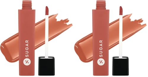 Image of SUGAR Cosmetics Drop A Tint Lip Oil | Glossy & Tinted | Longlasting | Transferproof & Smudgeproof | (01 Timeless Taupe, 4ml) (Pack of 2)