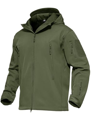 KEFITEVD Men's Tactical Jacket Waterproof Military Coat Combat Soft Shell Fleece Jackets with Multi Pockets