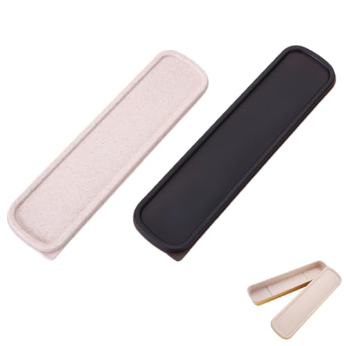 YAPKOLV 2 tragbare Besteckbox, Reisegeschirr, Aufbewahrungsbox, Utensilienetui, Besteck-Aufbewahrungsbox für Besteck-Set (Schwarz, Weizen)