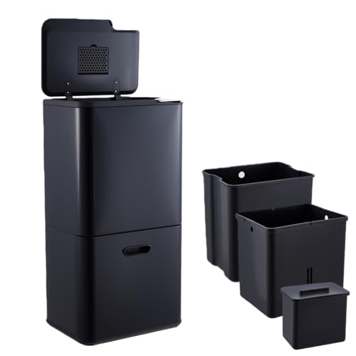 Caneca de basura rectangular de acero inoxidable negra