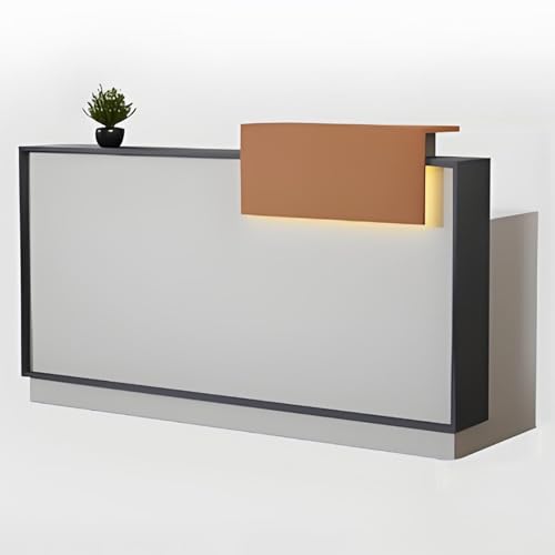 Genérico Mostrador de recepción, mostrador de Venta minorista, Caja, cajero, Mesa de Oficina con cajones, Cable, Escritorio de recepción LED, Escritorio Moderno con luz, mostrador de Venta minorista