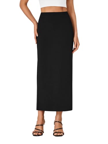 LYANER Women's Casual High Waist Slit Split Back Work Pencil Maxi Skirt2
