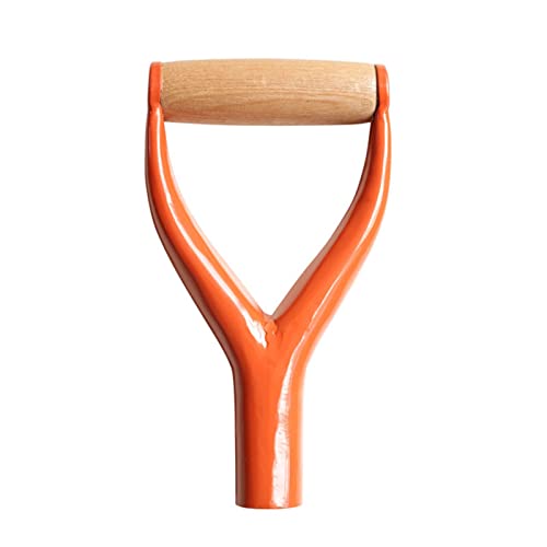 Saycker Shovel D Grip Handle,Metal Shovel Replacement Handle with Wooden Grip,31mm Inside Diameter Snow Shovels Replacement Handles Spade Handles for Garden Digging Raking Tool(Orange)