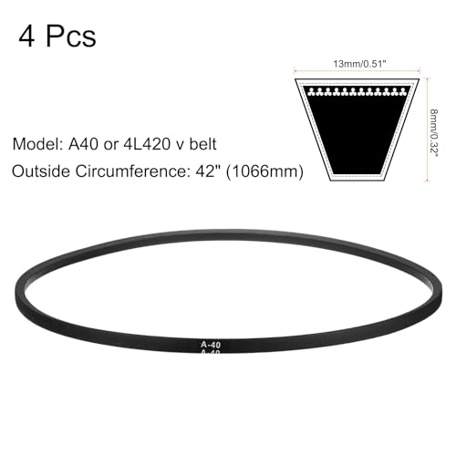 Image of uxcell 4pcs A40 or 4L420 Classic Wrapped Rubber V-Belt, 40 inch(1016mm) Inside Circumference, A Profile V Belt