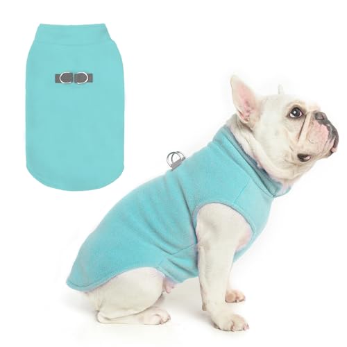 BEAUTYZOO Dog Fleece Vest Sweater Winter Jacket for Small and Medium Dogs with D-Ring Leash Cold Weather Coat Hoodie for XS S M Dogs Boy or Girls,Blue XL