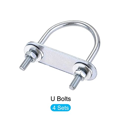 Image of METALLIXITY U Bolts 4 Sets (M6x42x70mm), Round U Bolt Steel with Accessories - for Construction, Pipe