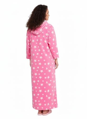 Image of Winter Wear Woolen Nighty Dress With hoodies pink Nighty Women Gown Dress Maxi Full-Length Maxi Nighty Bath Robe Free Size