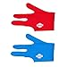BESSTUUP 2X Snooker Billiard Pool Cue Glove, Left Hand 3-Finger Design, Blue & Red, Breathable Cloth, Fits Men & Women
