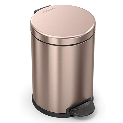 simplehuman, Rose Gold 4.5 Liter / 1.2 Gallon Round Bathroom Step Trash Can