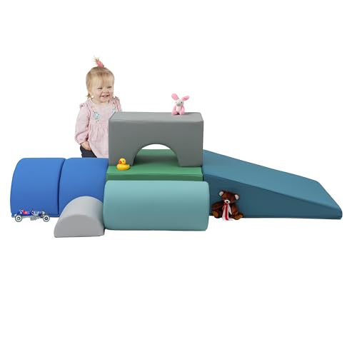 Image of FDP SoftScape Playtime and Climb Multipurpose Playset for Infants, Toddlers 10m-2yrs For Crawlers and Little Builders, Learn Gross Motor Skills at Home or Daycare (6-Piece)- Contemporary, 12364-CT