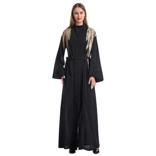 Robe musulmane abaya de prière fluide avec ceinture et hijab