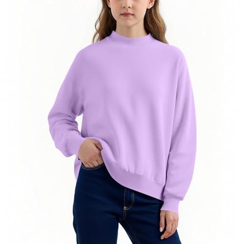 Girls Boys Basic Basic Mock Crewneck Sweatshirt Long Sleeve Loose T-Shirts Casual Pullover Tee Tops for Kids 5-12 Years4