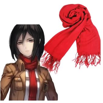 Generico Kraja Foulard Rosso per Costume di Mikasa Ackerman Sciarpa