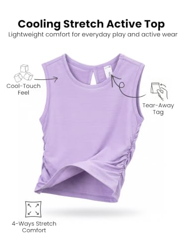 Image of WELAKEN Girls' Athletic Tank Top - Mesh Open Back Sleeveless Sports Shirt for Active Kids