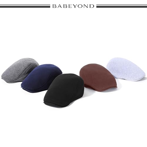 BABEYOND Schiebermütze Herren aus Baumwolle - Baskenmütze Herren Flatcap Newsboy Cap für Verschiedene Anlässe Geeignet Schwarz