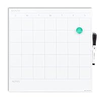 U Brands Square Magnetic Dry Erase Calendar White Board, 14" x 14", Frameless, Includes Marker and Magnet