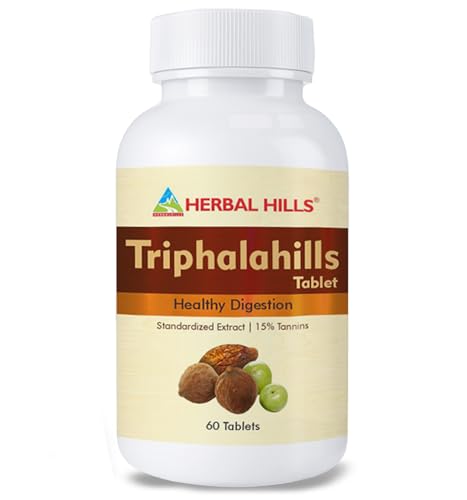 Image of Herbal Hills Triphala Tablets, (60 Tablets Pack) | Supports Healthy Digestion & Detox | Triphalahills Supplement For Constipation, Gut Cleanse & Metabolism | With Amla, Haritaki & Baheda