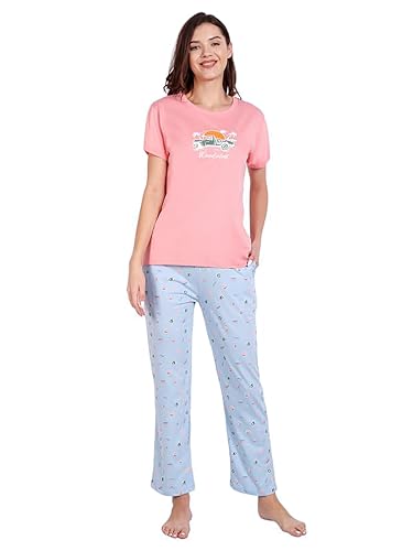 Image of Bedtime story Cotton Night Suit for Women Girls | Women's Cotton Printed Pant & Top Night Suit Set Pyjama Set Sleepwear Nightwear Nightdress Loungewear