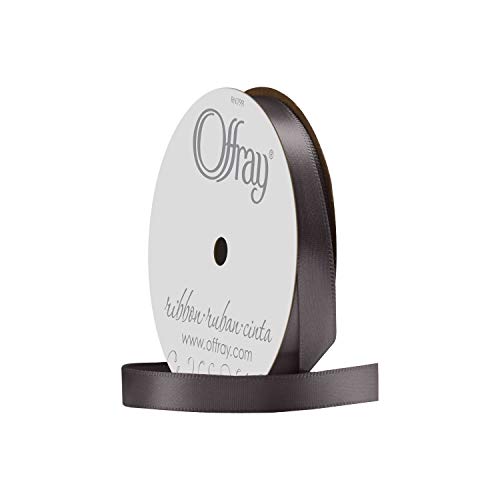Image of Offray 475935 3 /8 inch Wide Single Face Satin Ribbon, Pewter Gray, 6 Yds