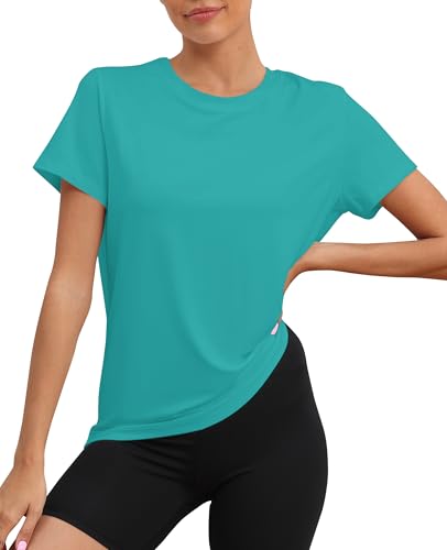 Image of KevaMolly Workout Tops for Women UPF50+ Breathable Loose Fit Yoga T Shirts Short Sleeve Running Gym Athletic Tee Top