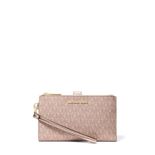 Michael Kors Jet Set Double Zip Wristlet, Gold-Tone Hardware/Metallic MK Signature/Ballet