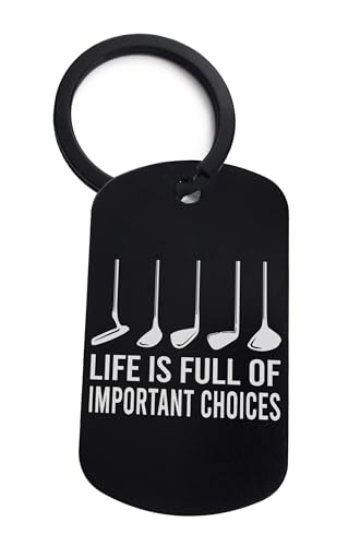 Lauthings Life is full of important choices giocatore di golf, portachiavi, portachiavi, pin acciaio, Dog Tag portachiavi, Nero , Taglia unica
